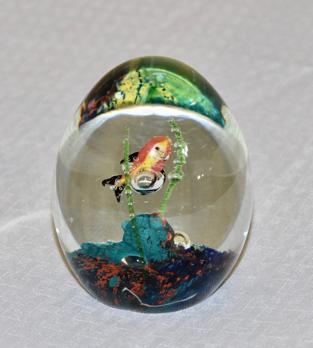 Murano Fish in the Ocean Art Glass Sculpture Paperweight
